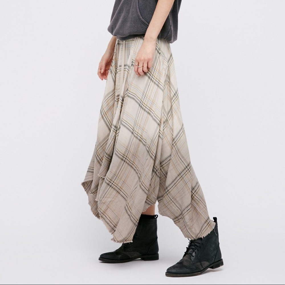 Free People Dipped in Dreams Plaid Maxi Skirt